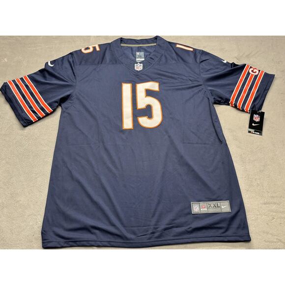 Chicago Bears Jersey Mens 2XL Navy Blue NFL Football Odunze 15 Nike On Field New - Picture 1 of 13
